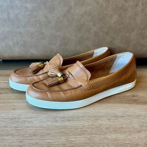 Michael Kors Callahan Brown Leather Tassel Slip On Loafers Size 7